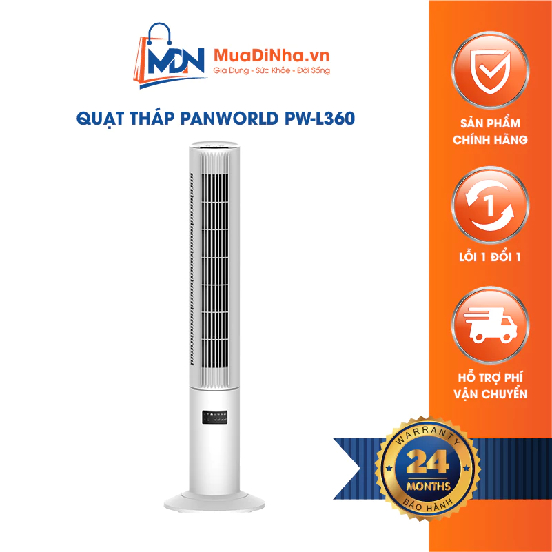 (BH 2 Năm) Quạt Tháp Quạt Điều Hòa Panworld The Luxuria PW-L360 Xoay 360 Độ Thương Hiệu Thái Lan