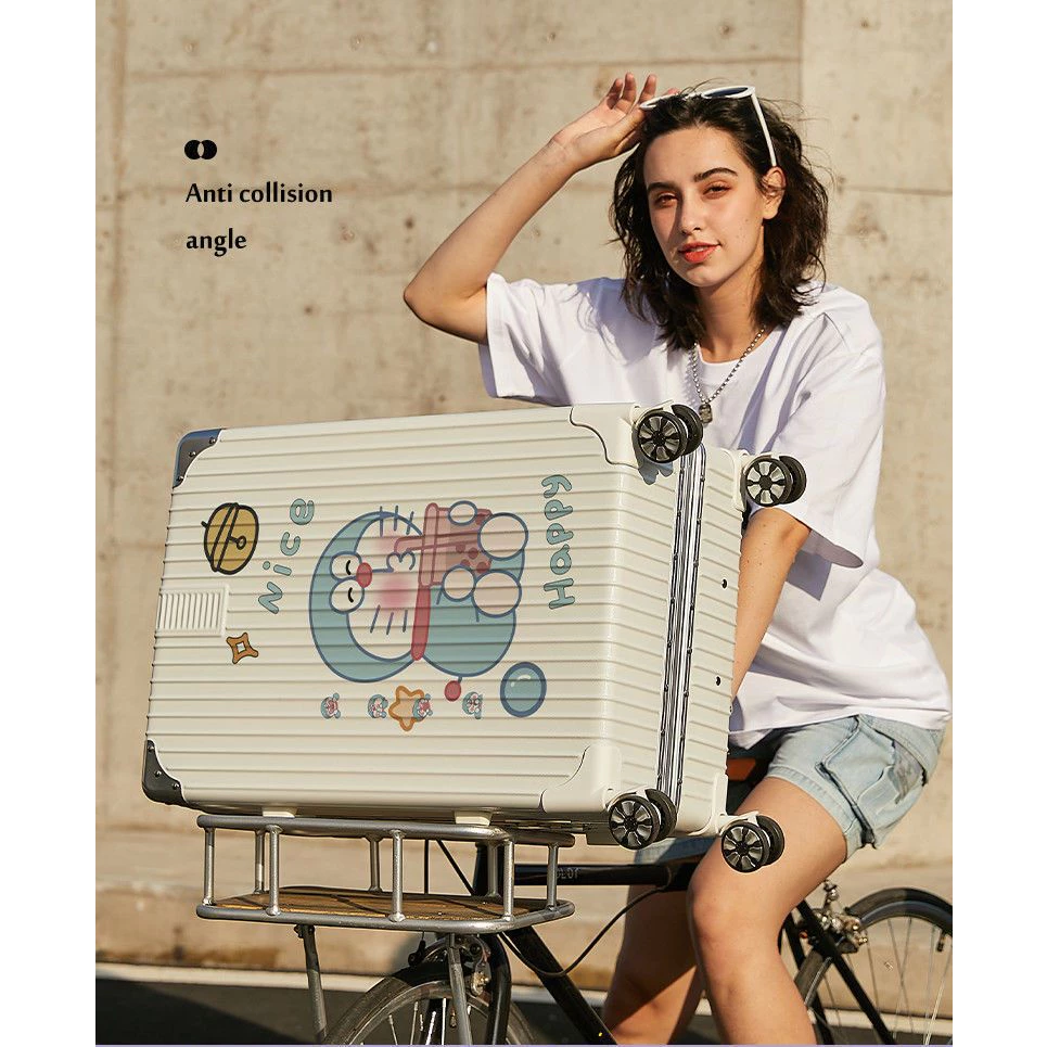 VALI TRẮNG IN MẪU THEO YÊU CẦU - KHUNG NHÔM KHÓA SẬP - thiết kế thời trang, kích thước 20 - 24 -28 inch - đẹp - độc - lạ