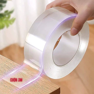 Băng keo siêu dính 2 mặt trong suốt cuộn 3cm x 3m dính mọi bề mặt