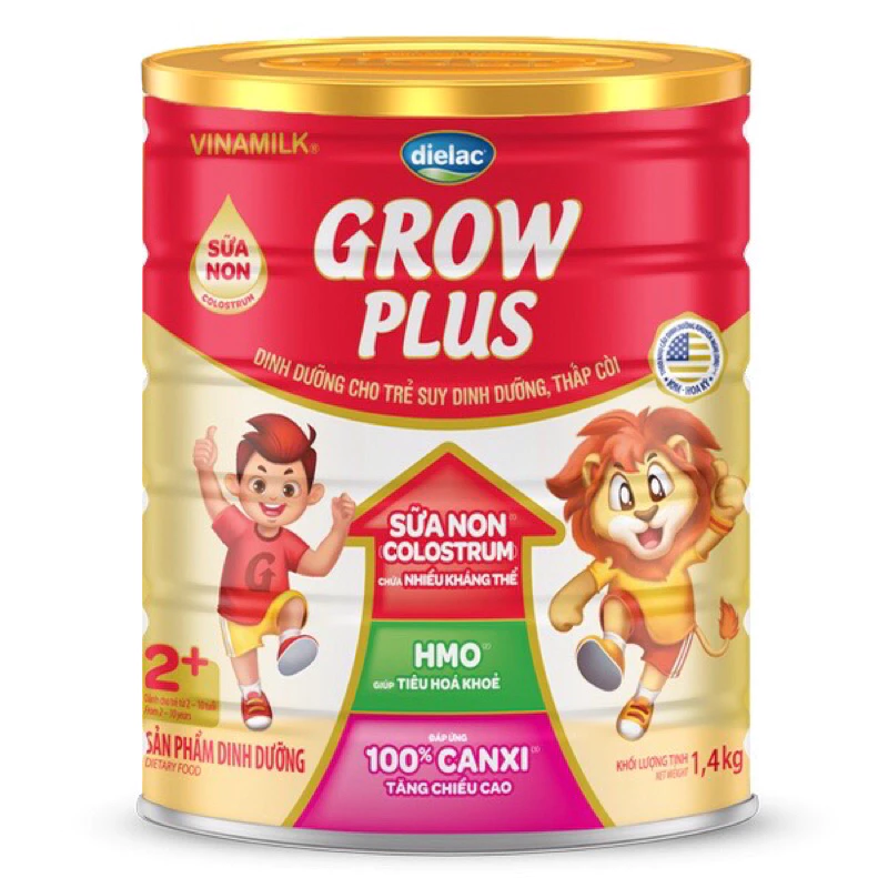 (2025) Sữa bột Dielac Grow Plus 2+ 1,4kg 1.4kg ( 1400g )