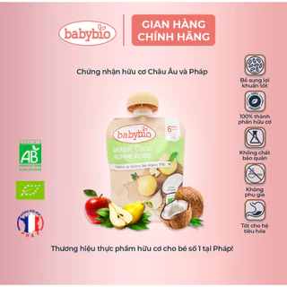 Sữa chua dừa hữu cơ cho bé vị táo, lê Babybio 85g