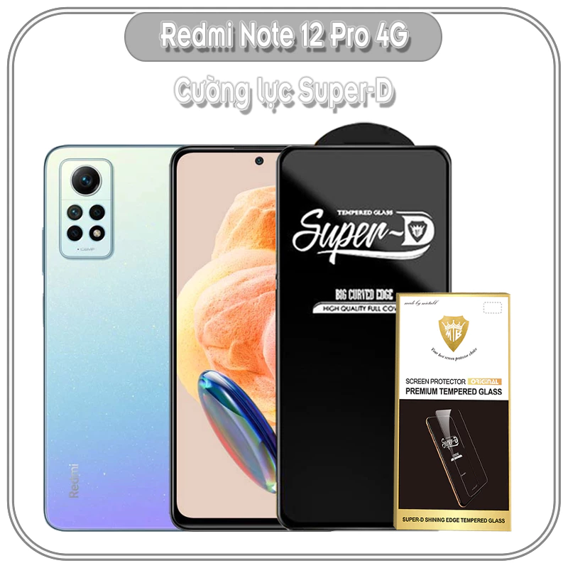 Cường lực Redmi Note 12 Pro 4G Super D Full viền Đen
