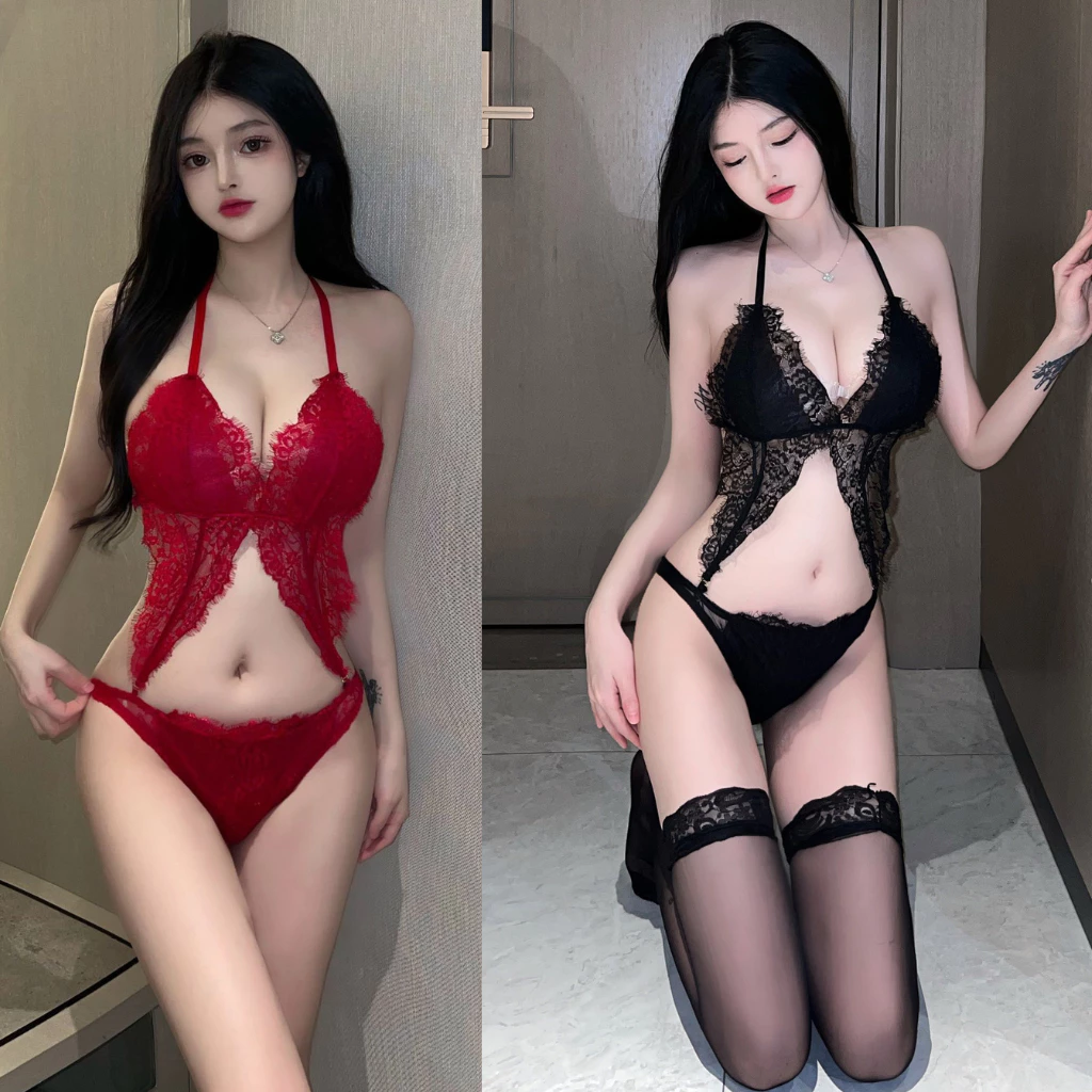 Bộ Đồ Lót Ren Nữ Liền Thân Xuyên Thấu Sexy L004