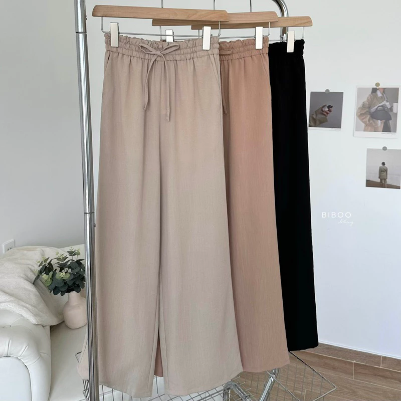 BIBOO - Quần dài form suông rộng lưng thun có dây rút chất liệu đũi cotton mịn mát, không nhăn SOFT PANTS