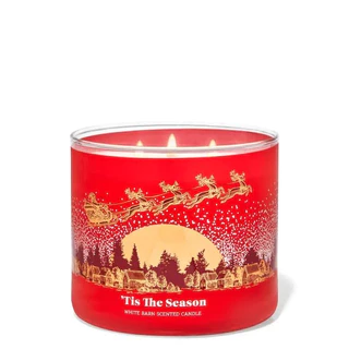 Nến thơm 3 tim cao cấp Bath & Body Works Tis The Season Red 411g (PHIÊN BẢN GIÁNG SINH-NOEL)