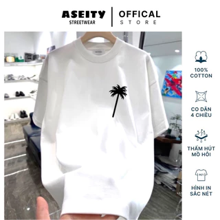 áo thun unisex nam nữ basic, local brand aseity cotton 100%, cây dừa đen