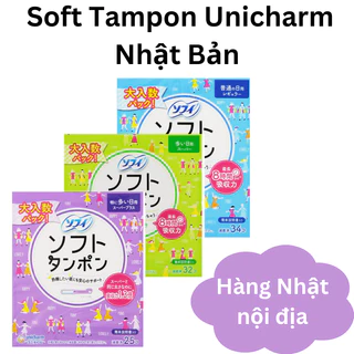 Soft Tampon Unicharm Nhật Bản - Tampon Siêu Thấm Hút Khô Thoáng Dịu Nhẹ Siêu Sạch Que đẩy