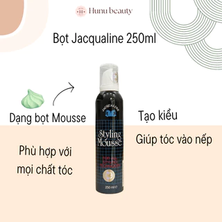 Jacqualine Styling Mousse dạng bọt, chai màu đen, tạo kiểu tóc cứng dành cho nam, nữ 250ml