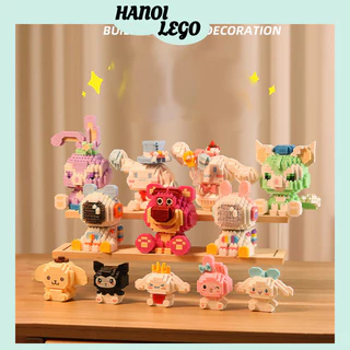 Mô Hình Lắp Ráp Gấu Dâu Lotso Micro Blocks 3D Đồ Chơi Ghép Xếp Hình Làm Quà Tặng Sinh Nhật