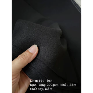 Linen bột - Đen 200gsm, khổ 1,35m