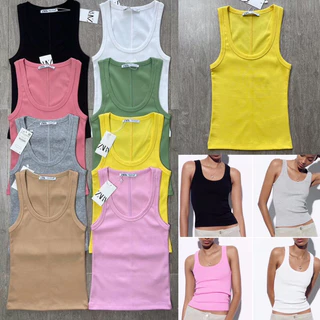 Tanktop Zara thun gân cotton dày mịn thoáng m