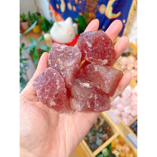 Đá thô, Đá Thiên Nhiên chưa qua chế tác, Đá Thạch Anh Dâu Tây, Đá Năng Lượng Strawberry Quartz Healing luân xa 4