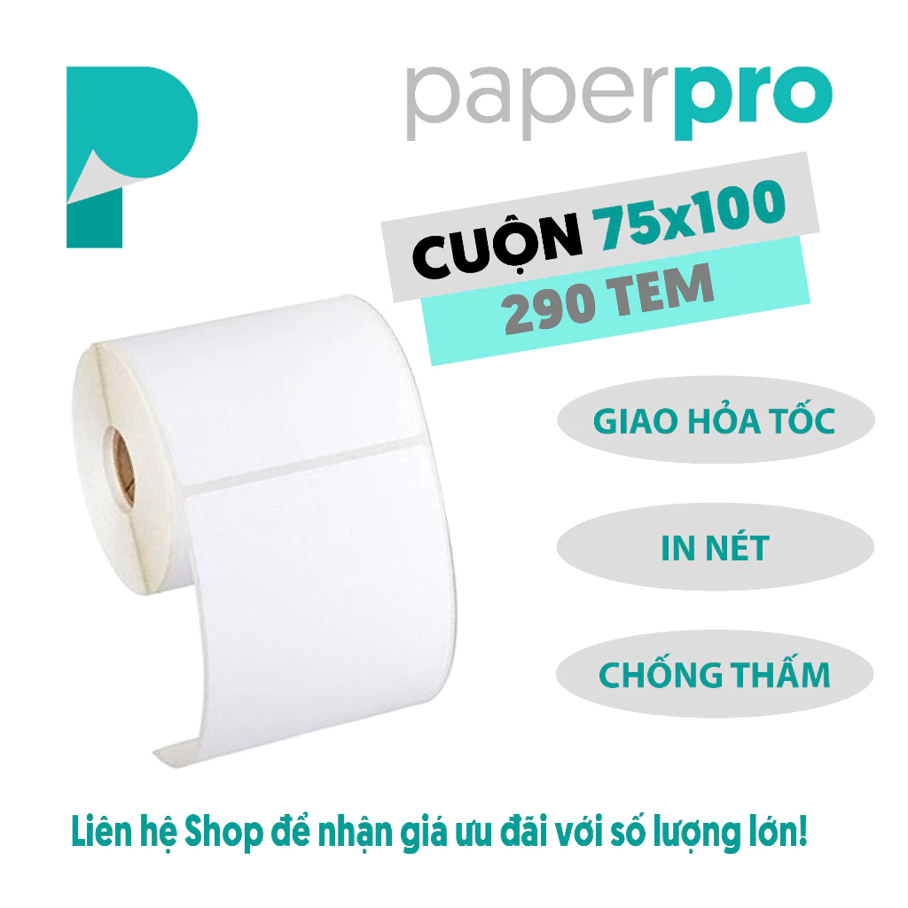 Giấy In Nhiệt paperpro A7 75x100 Dạng Cuộn In Đơn Hàng Sàn Thương Mại Điện Tử, Siêu Tiết Kiệm