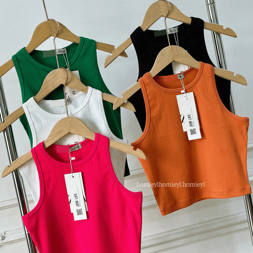 Áo croptop ba lỗ nữ trơn ôm body Homieyl HL269 chất cotton co giãn 4 chiều, áo tank top nữ ngắn ôm tập gym