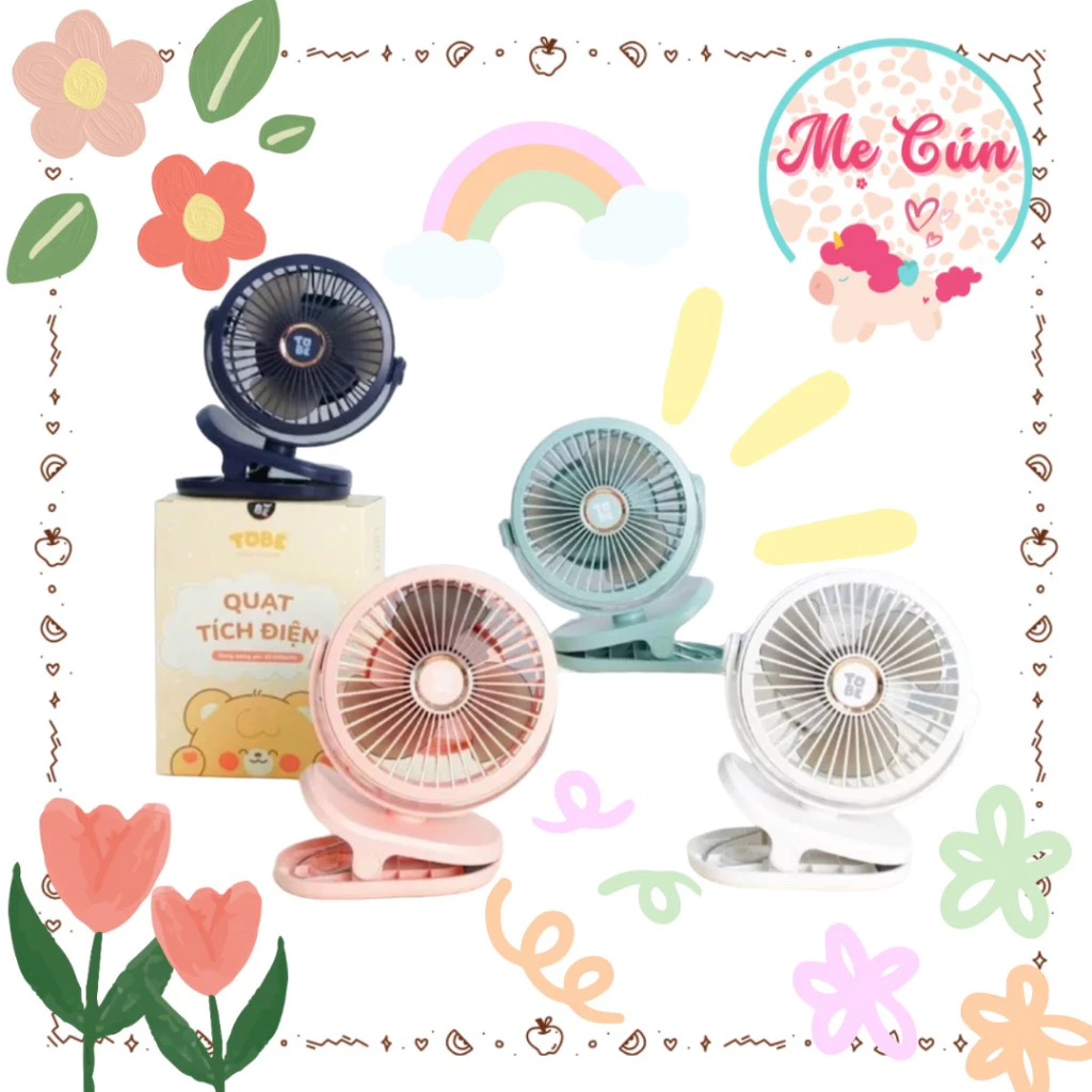 Quạt tích điện Tobé, quạt Gooby mini tiện lợi pin trâu mẫu mới chân sạc type C