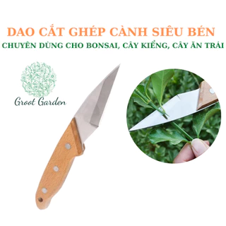 Dao cắt ghép cành siêu bén cán gỗ cao cấp dạng thẳng lưỡi dày, ghép cành, gọt vết cắt thân cây