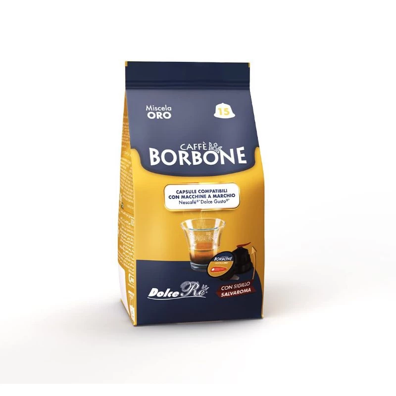 Cà phê viên Borbone Coffee Gold Blend (gói 15 viên) - Tương thích với Máy Dolce Gusto, xuất xứ Italia, HSD 04/2025