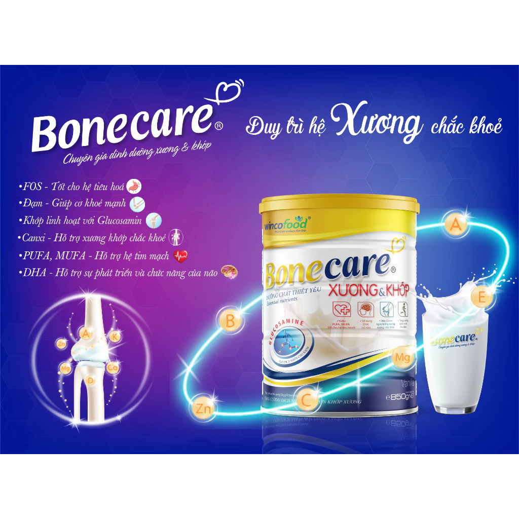 Combo 4 lon Sữa bột Wincofood Bonecare Xương & khớp (850g/lon)