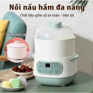 (Bản Tiếng Việt) Nồi nấu cháo chậm Beemi 1L cho bé ăn dặm- nồi nấu cách thủy đa năng hấp, hầm, chưng yến...