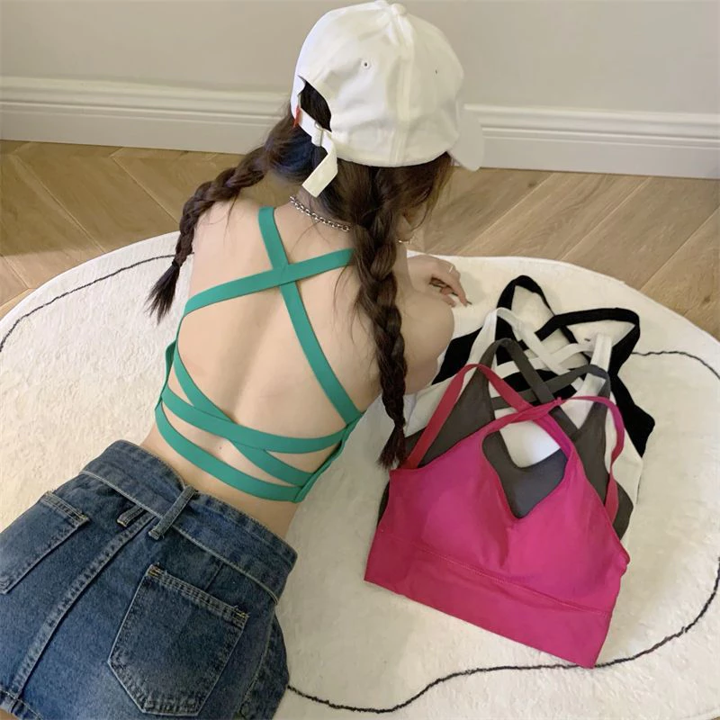 Áo bra nữ cotton dây chéo lưng - Bra nữ tập gym mút mỏng tháo rời được ZANABRA B4834