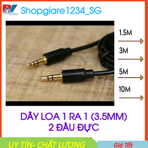 Dây Loa 2 Đầu 3.5mm dài 1.5m/ 3m/ 5m/ 10m- Dùng Nối Máy Tính, Điện Thoại, Mp3 với Loa,Tivi, Amply