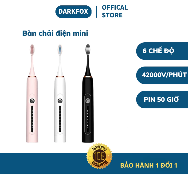 Bàn chải điện đa năng thông minh DARKFOX 6 chế độ chăm sóc răng IPX7 chống nước tốc độ quay 42000 vòng/phút BCD02