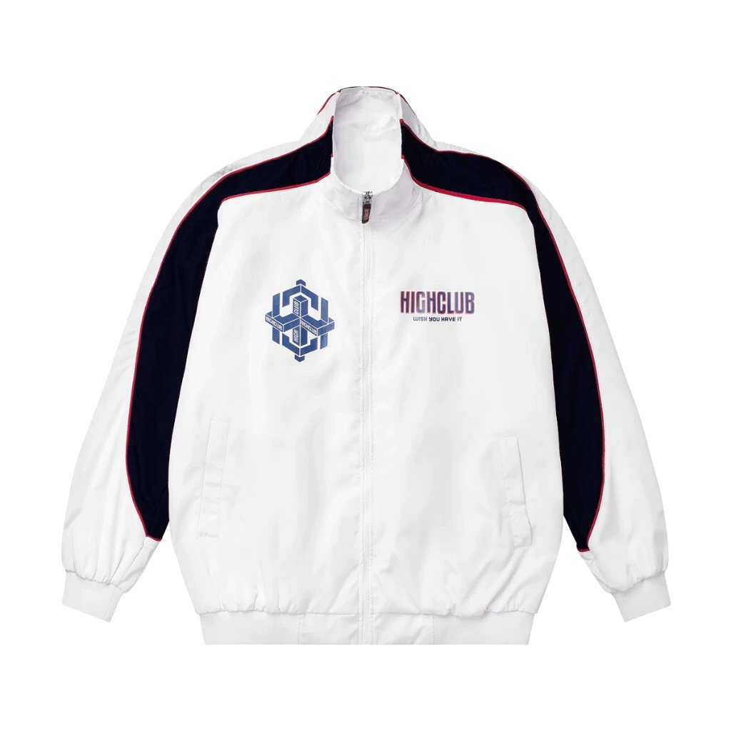 Áo Khoác ATHLETE TRACK JACKET màu TRẮNG/ĐEN vải dù cổ đứng HIGHCLUB Brand Chính Hãng COOL STORE