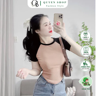 Áo Thun Vạt Bầu Phối Tay Dáng Ôm (3 Size) QS QUYEN SHOP