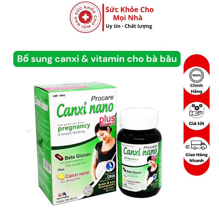 PROCARE CANXI NANO Plus bổ sung canxi và vitamin cho phụ nữ chuẩn bị mang thai và cho con bú