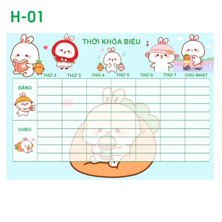 Thời Khoá biểu Thỏ Xinh cute - Thỏ 7 màu (6 mẫu khác nhau)