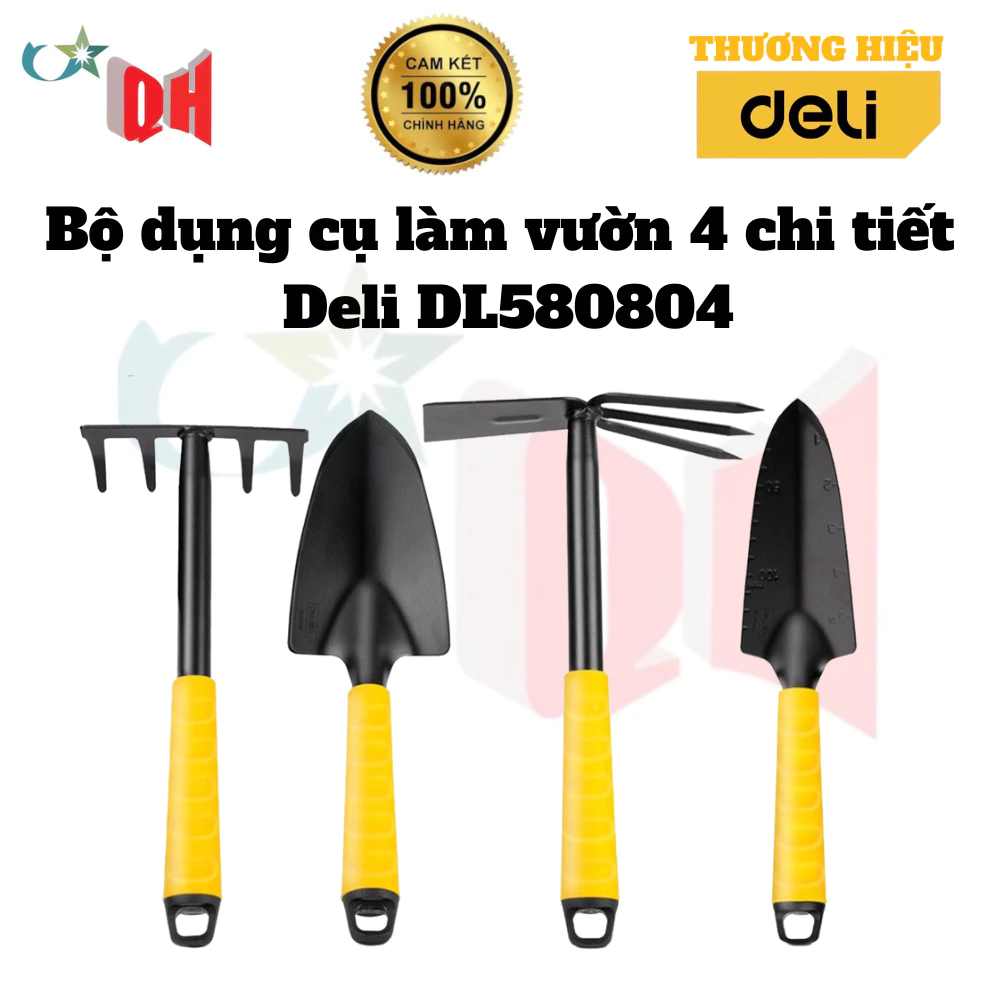 Bộ Dụng Cụ Làm Vườn 4 Chi Tiết Tiện Dụng - Xẻng, Cuốc, Cào Đa Năng DELI DL580811/ DL580812/ DL580813/ DL580814/ DL580803