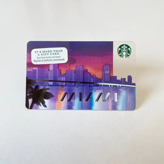 0828 THẺ STARBUCKS NHỰA US 2015 MIAMI, thẻ có trầy (thẻ đã sử dụng, dùng để sưu tầm)