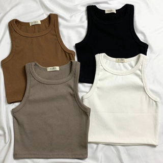 Áo Croptop Ba Lỗ Nữ Trơn BASILIS Ôm Body Chất Co Dãn Dày Dặn, Áo CRT Kiểu nữ ôm thun gân cotton mềm mát 4 màu