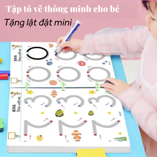 Combo Tập Tô Vẽ Thông Minh Xóa Được 50 Trang Tặng 4 Bút, Học Liệu Montessori Đồ Chơi Giáo Dục Cho Bé 2 3 4 5 Tuổi