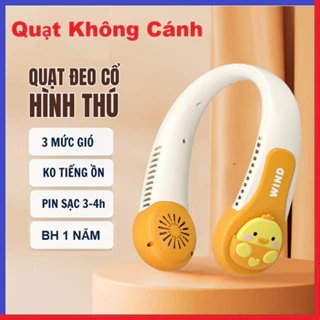 Quạt Đeo Cổ Không Cánh, Hình Thú Cưng, Chính Hãng Wind 3D, Quạt Mini Cute, Sạc Tích Điện USB, 3 Cấp Độ Gió - Tiện Dụng