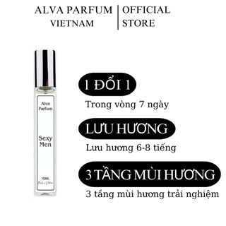 Nước hoa Nam Alva Parfum Sexy Men - Hương Thơm Mạnh Mẽ, Phóng Khoáng, Lôi Cuốn Dạng Xịt 10ml