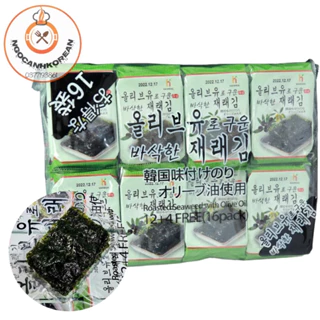 <HOT> 1 Bịch lá kim ăn liền lốc 16 gói *5gr Hamire tẩm vị olive Hàn Quốc