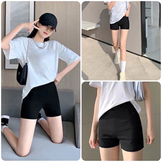 Quần Black Funoff Short Biker Short Dáng Ngắn Nữ Nâng Mông Mùa Hè Năng Động short cuộn vải thun cotton co giãn 4c