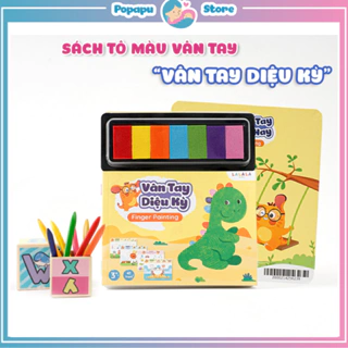đồ chơi tranh tô màu vân tay cho bé Finger painting Lalala baby gồm 41 trang kèm sẵn 7 màu.
