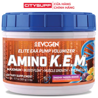 Evogen AMINO KEM Intra-Workout (30 Liều), 8.5G EAA/BCAA, Phục Hồi, Tăng Cơ, Sức Mạnh, Sức Bền, 50MG S7, 2G Điện Giải