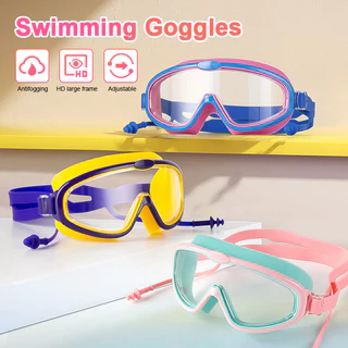 ̣[Kém Mũ+Hộp] Kính bơi trẻ em 4-13 tuổi chống sương mù kèm nút bịt tai,kính bơi chống nước cho bé,góc nhìn thanh cao