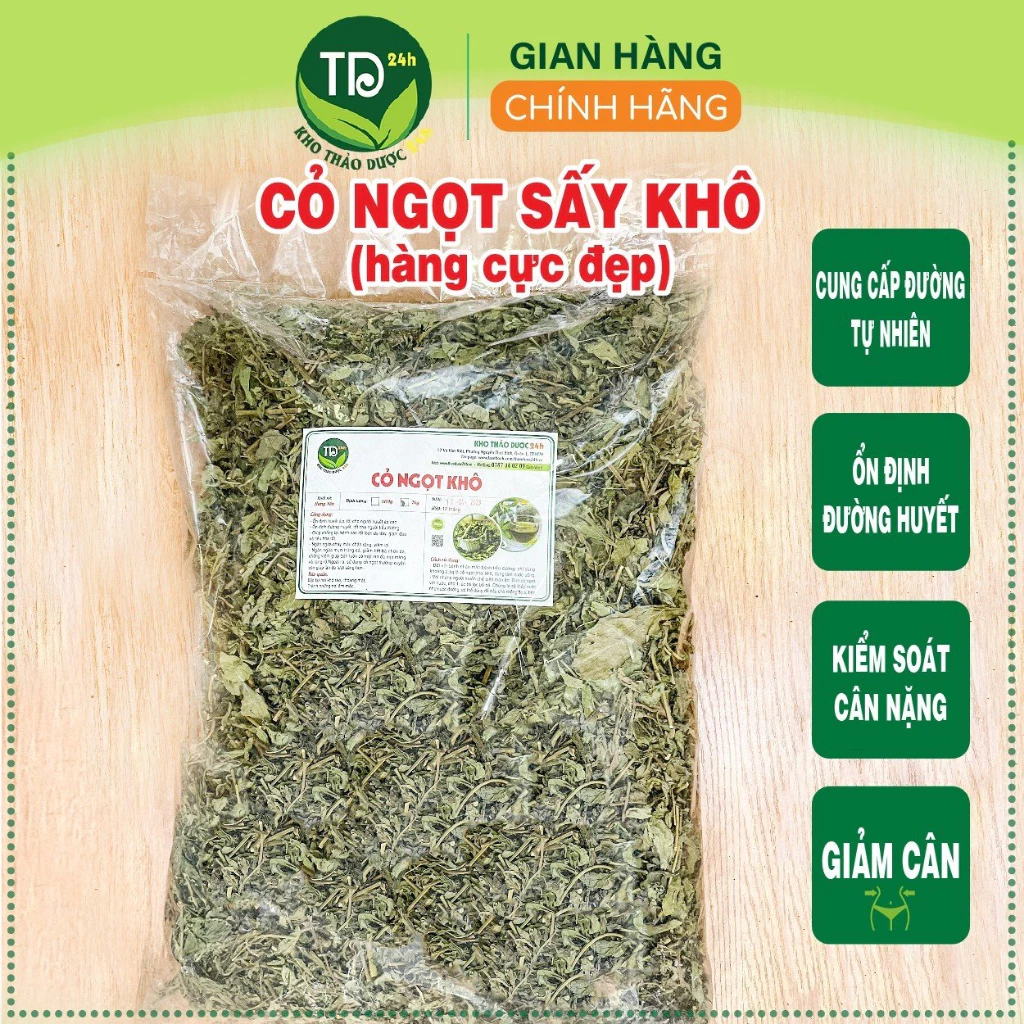 [1kg] Cỏ ngọt sấy khô, tốt cho người tiểu đường, ổn định đường huyết, giảm cân, chống béo phì | Kho thảo dược 24h