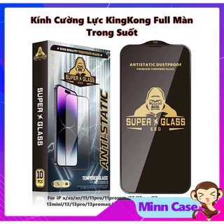 Kính cường lực ip KingKong trong suốt full màn cho 15 14 13 11 Pro MAX 14 Plus 12 Pro mini x xs xr MinnCase