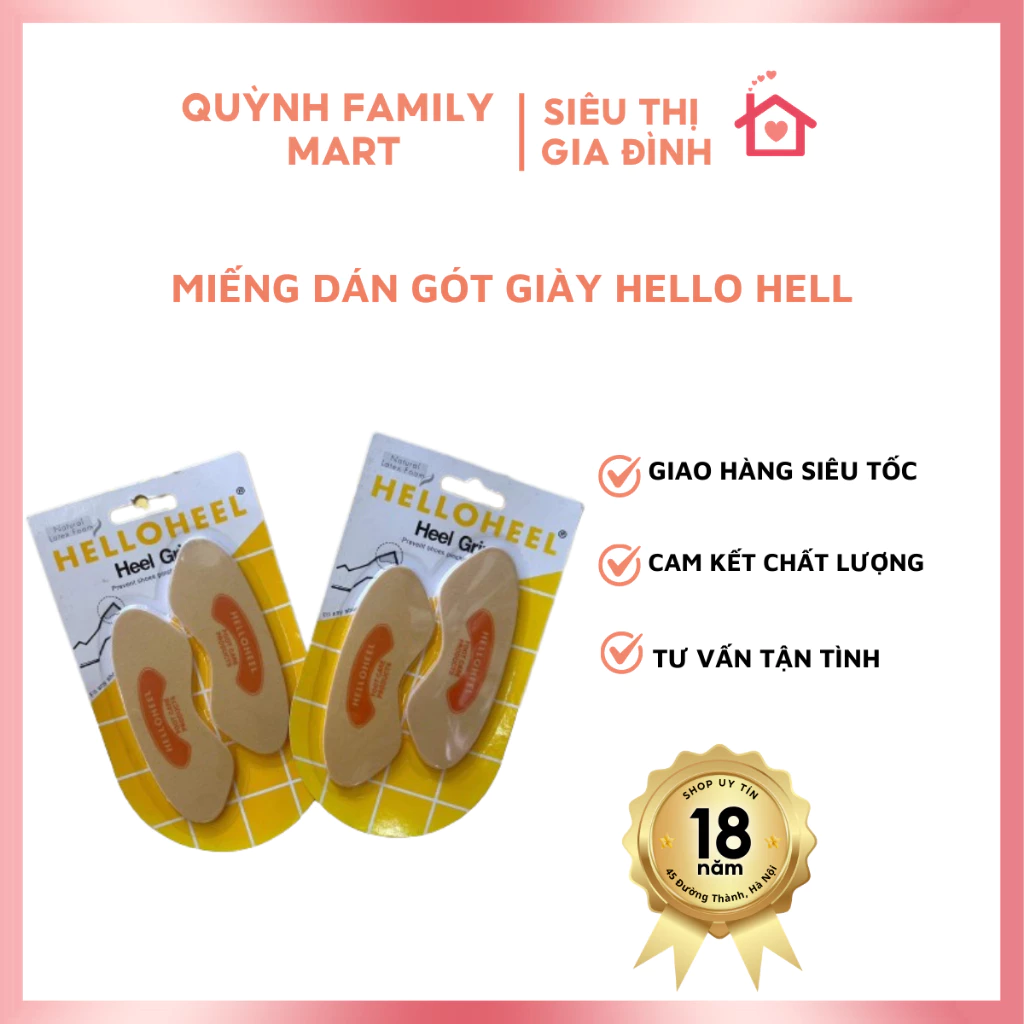 Miếng dán gót giày hello hell chống trơn trượt, miếng lót dán giày thái lan