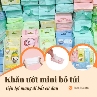 Túi 8 gói khăn ướt mini nhỏ tiện lợi mang đi khắp nơi