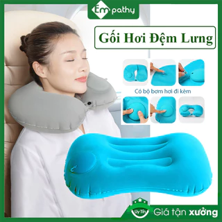 Gối chữ U tự bơm hơi, Gối ngủ kê cổ văn phòng du lịch tự bơm hơi gấp gọn tiện dụng