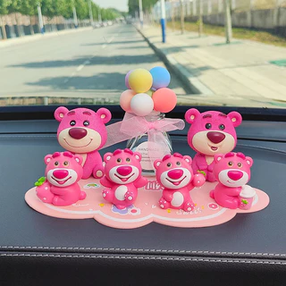 [New Arrivals] Gấu hồng Lotso để taplo ô tô , Set Gấu hồng trang trí taplo xe hơi , bàn làm việc