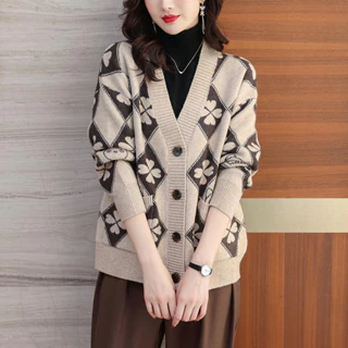 Áo khoác len nữ cardigan cổ V kiểu Hàn Quốc, chất liệu len dày mịn không xù lông kiểu mới nhất 2023