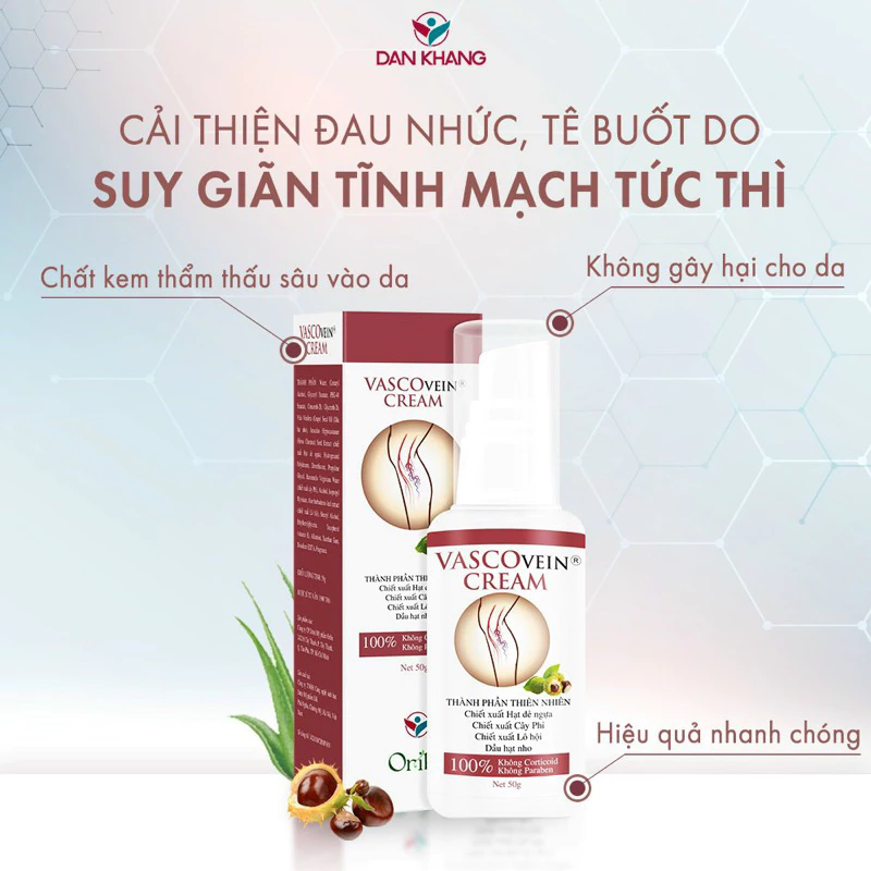 VASCOVEIN Kem thoa giảm suy giãn tĩnh mạch chân ,phù,tê