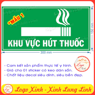 Logo Tem Decal Khu Vực Hút Thuốc, Khu Vực Được Hút Thuốc, Smoking Area,Nhiều Mẫu Mã, Chống Nước Có Keo Dán Sẵn Tiện Lợi